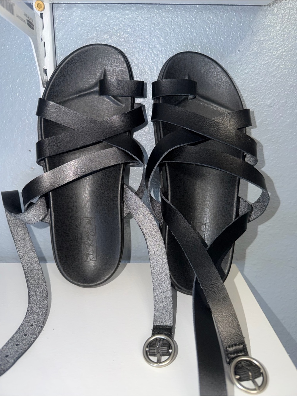 Roxy Black Crisscross Lace-Up Sandals